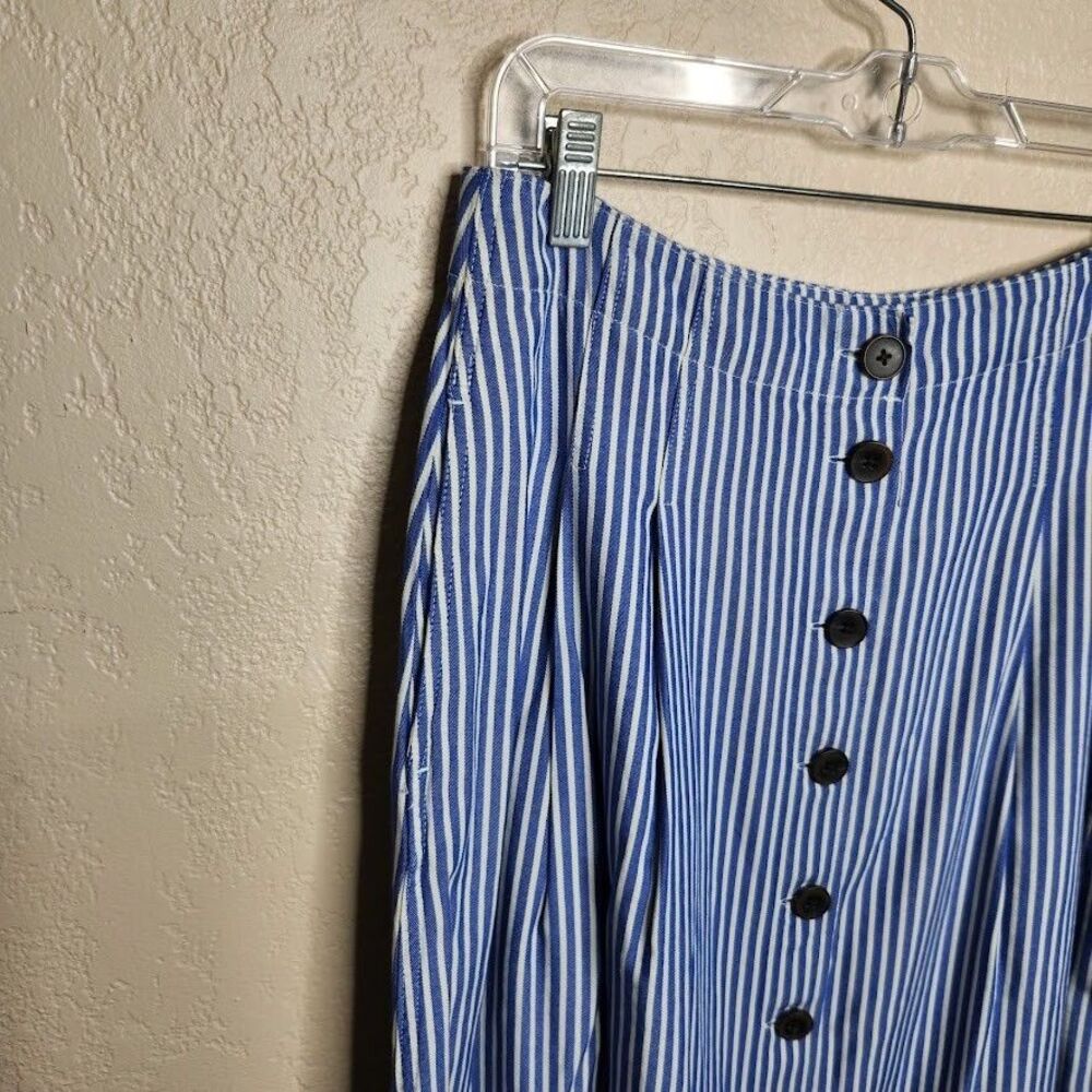 Talbots Stripe Button Front Pleated Midi A-Line S… - image 3